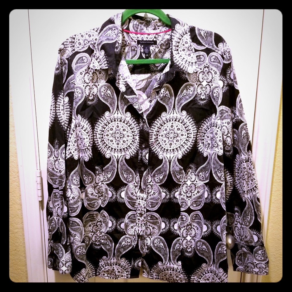 Plus Size Tommy Hilfiger Paisley Button Up Blouse